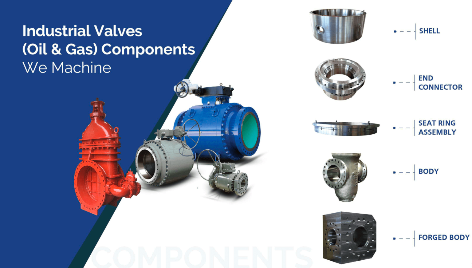 Industrial valves components